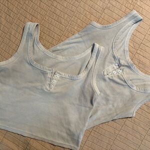 #3 SUMMER SALE - 2 SHEIN Tan Sleeveless Ribbed Crop Tank Tops - Both size Small